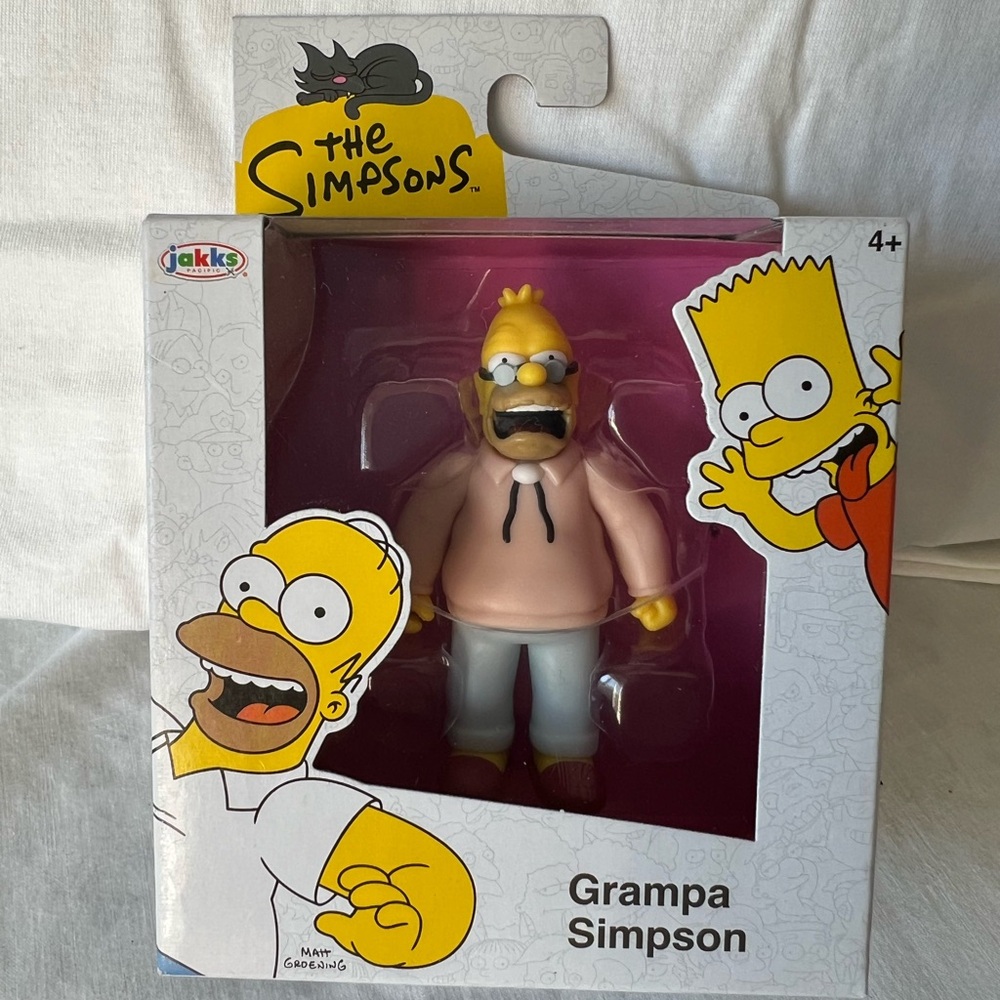 The Simpsons Grampa Simpson Action Figure by Jakks - Pink and White